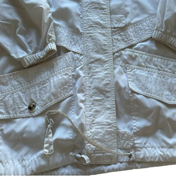 Womens Small Vintage White Windbreaker Rain Coat Outerwear - Picture 5 of 8